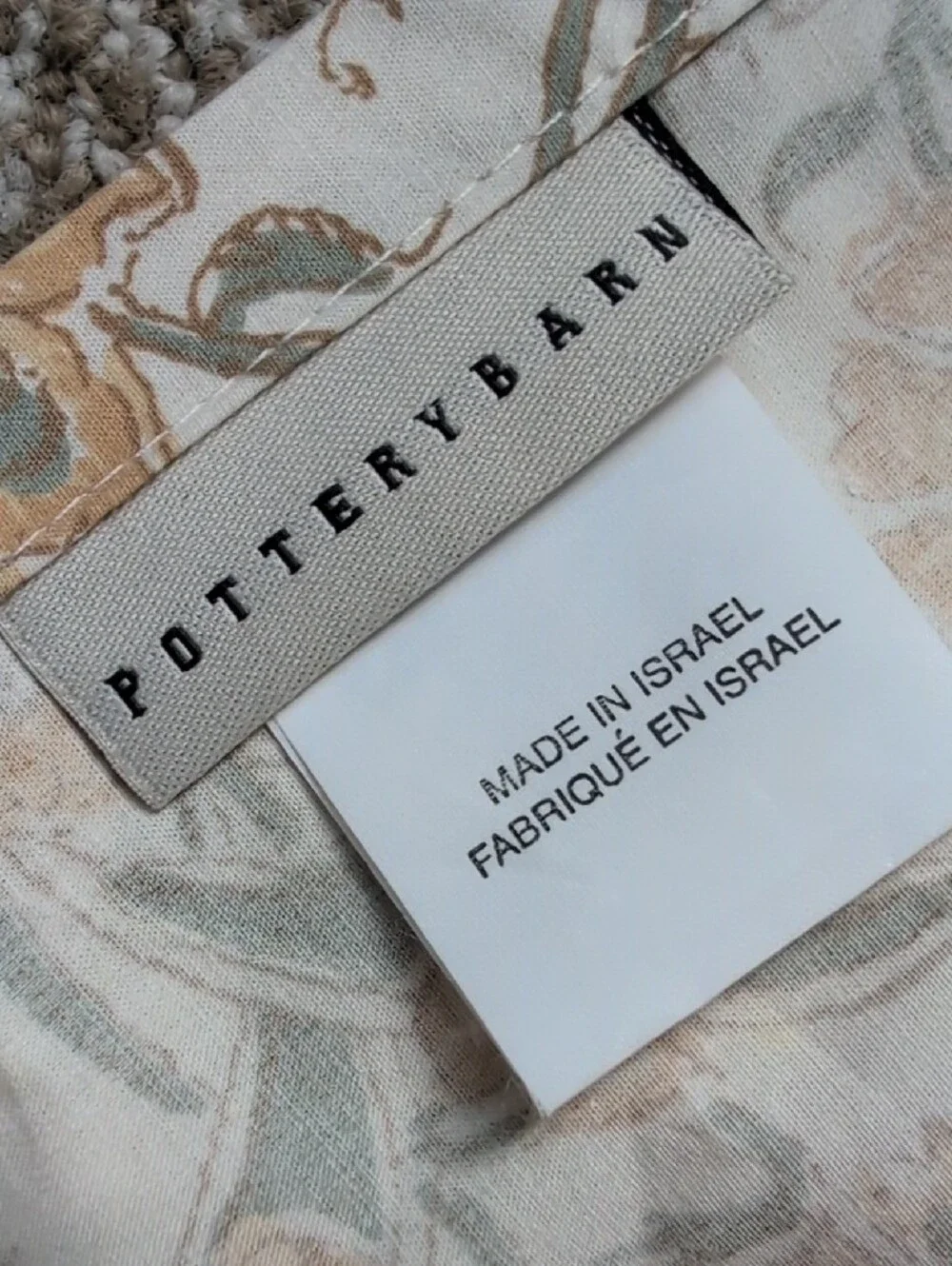 Pottery Barn Cream, Yellow & Sage Floral Fabric Shower Curtain Farmhouse Garden